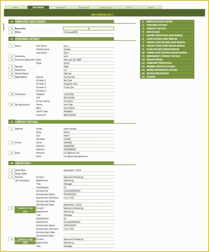 Employee Database Excel Template Free Of Simple Employee Database Manager
