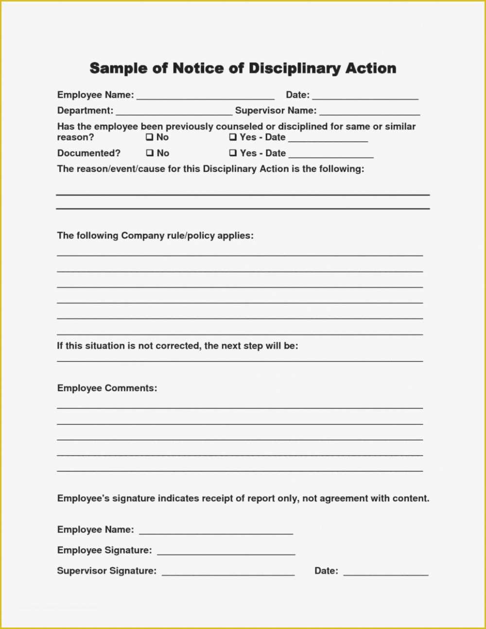 Employee Disciplinary form Template Free Of 11 Reasons why Employee Discipline form Doc