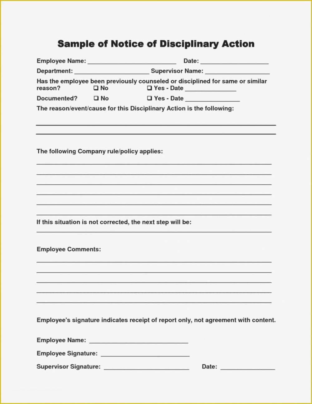 Employee Disciplinary form Template Free Of 11 Reasons why Employee Discipline form Doc
