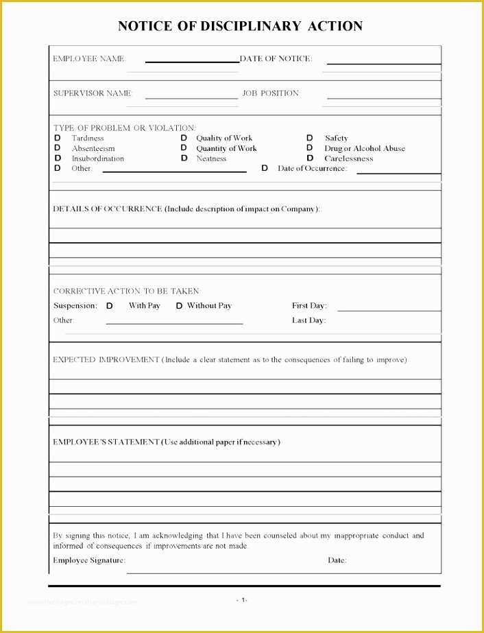 Employee Disciplinary form Template Free Of 12 Employee Discipline form Template Free Raytc