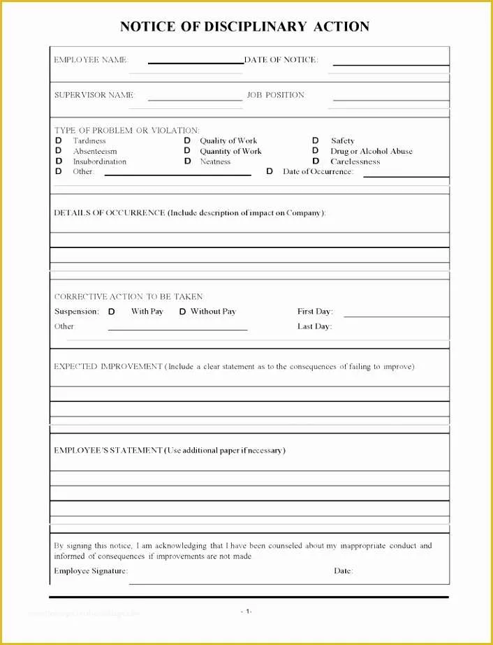 Employee Disciplinary form Template Free Of 12 Employee Discipline form Template Free Raytc