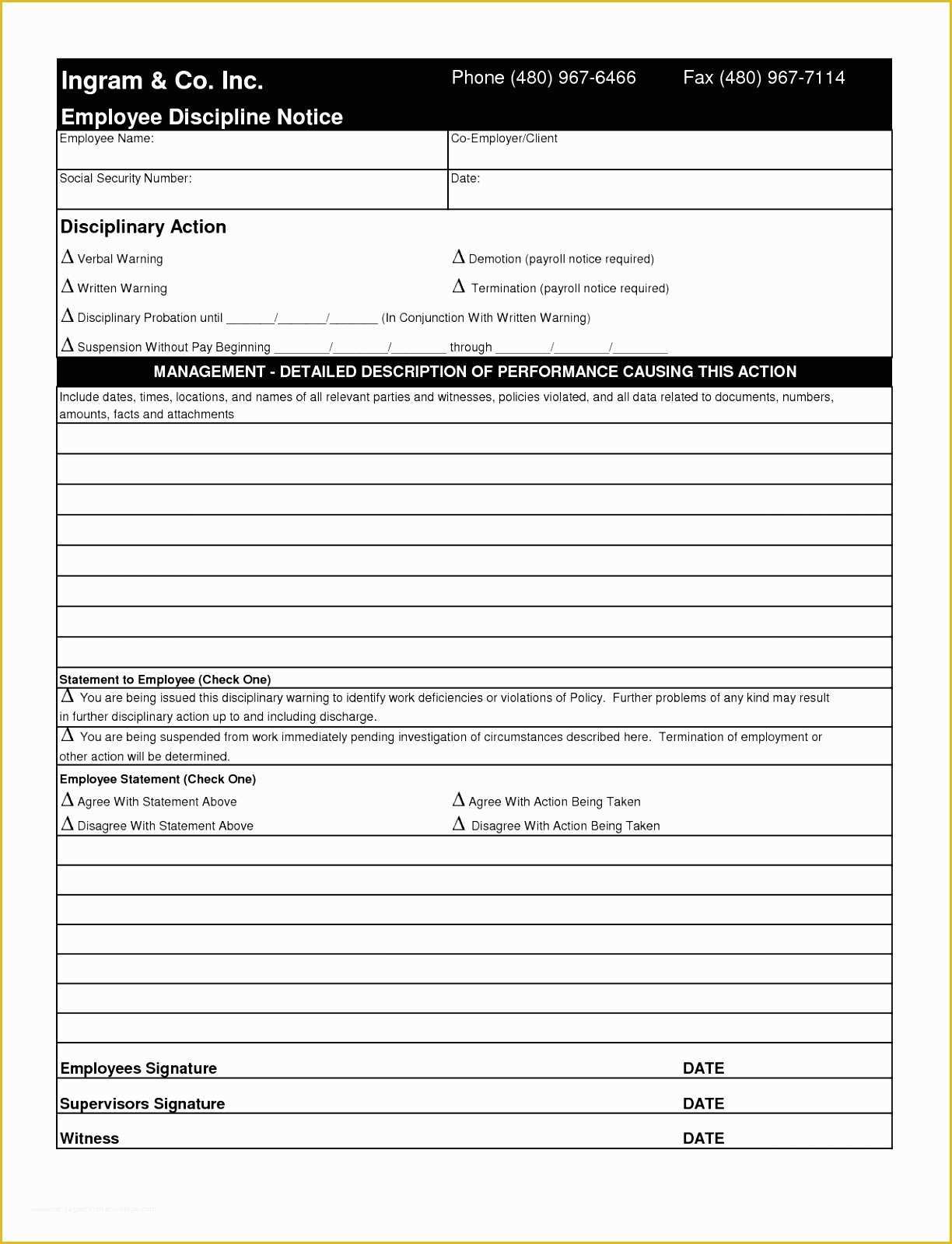 Employee Disciplinary form Template Free Of 12 Employee Discipline form Template Free Raytc