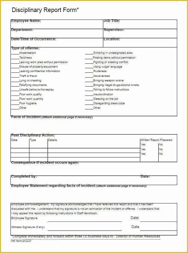 Employee Disciplinary form Template Free Of 26 Employee Write Up form Templates Free Word