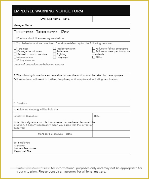 Employee Disciplinary form Template Free Of 26 Employee Write Up form Templates Free Word