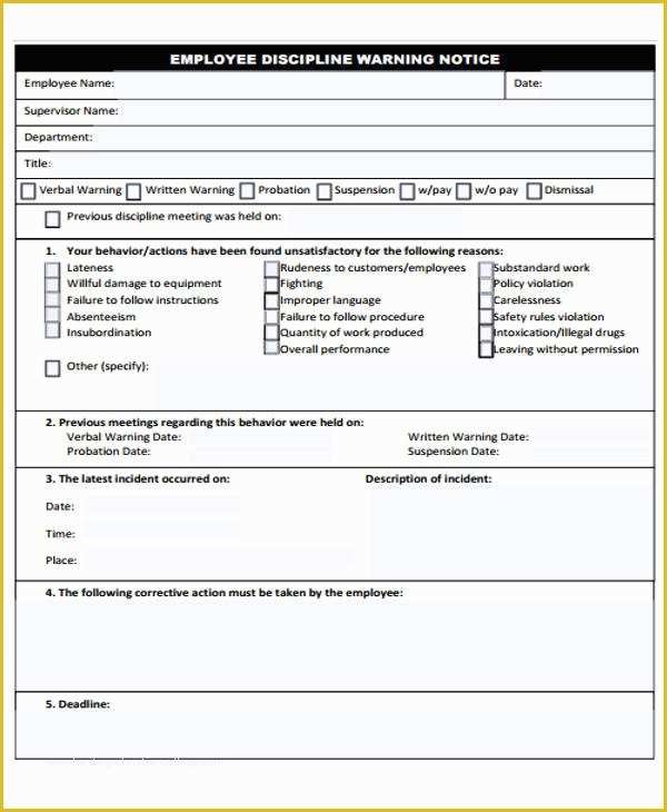 Employee Disciplinary form Template Free Of 39 Free Notice forms