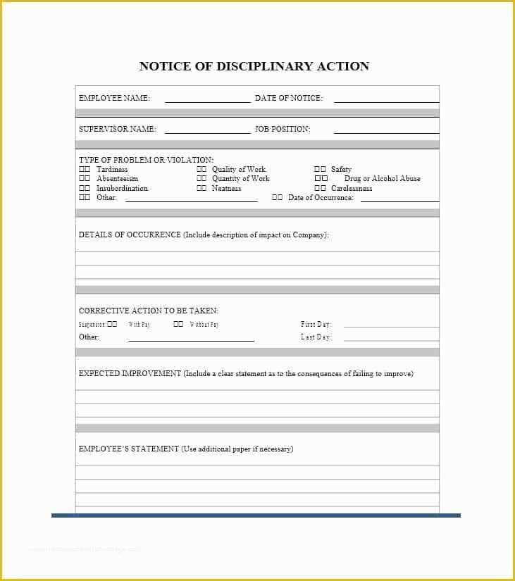 Employee Disciplinary form Template Free Of 40 Employee Disciplinary Action forms Template Lab