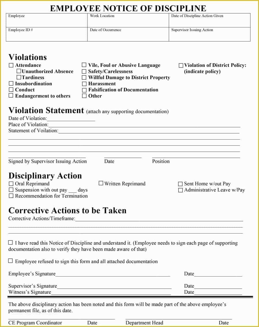 Employee Disciplinary form Template Free Of 46 Effective Employee Write Up forms [ Disciplinary