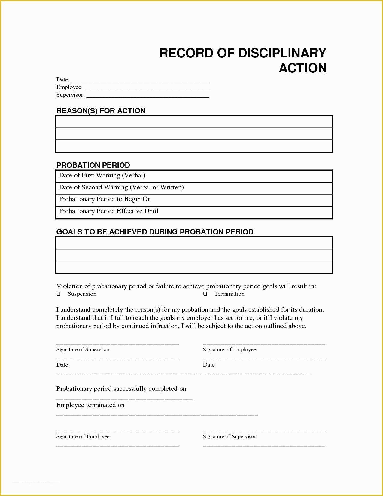Employee Disciplinary form Template Free Of Disciplinary Action Template form Free Templates