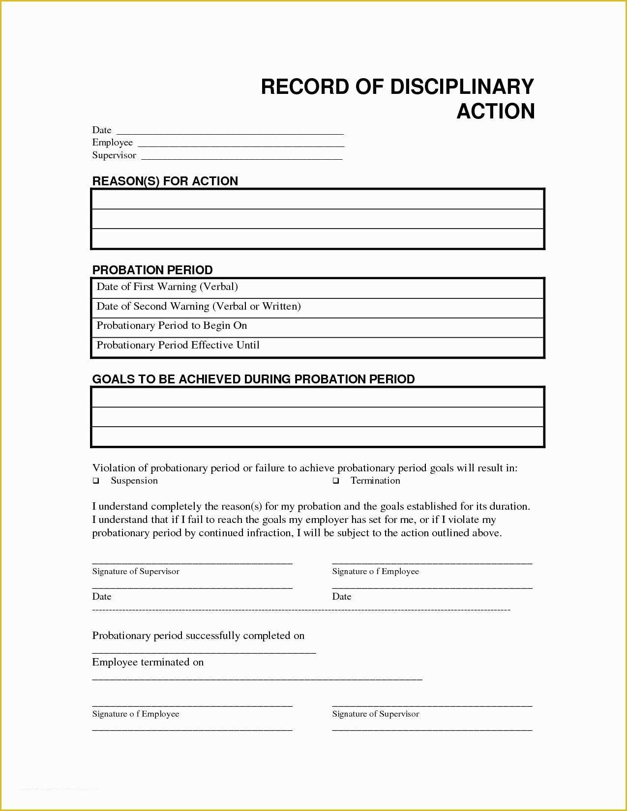 Employee Disciplinary form Template Free Of Disciplinary Action Template form Free Templates