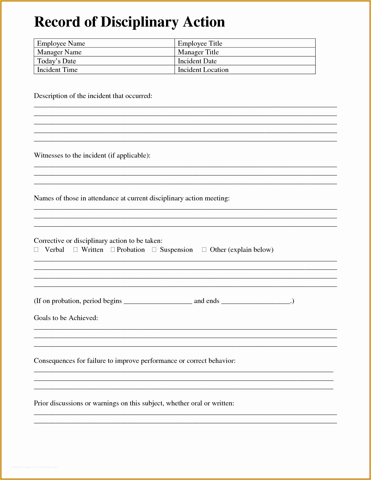 Employee Disciplinary form Template Free Of Download Fax Cover Sheet Template
