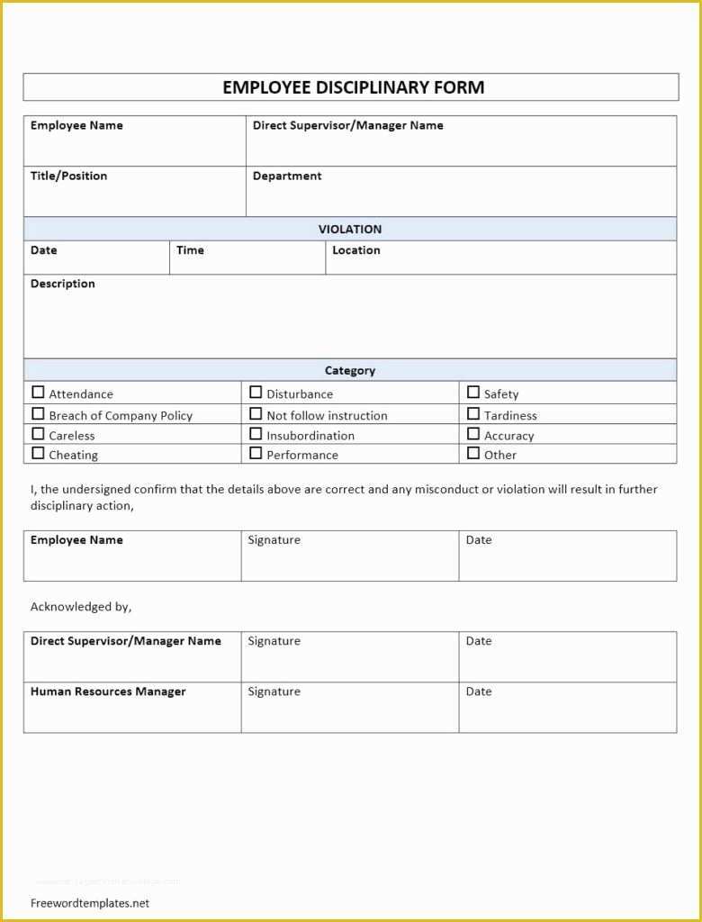 Employee Disciplinary form Template Free Of Employee Disciplinary form