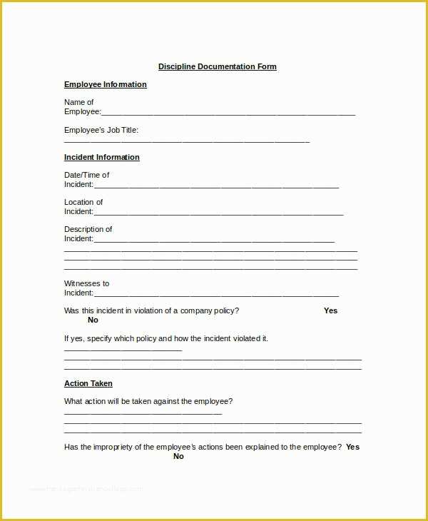 Employee Disciplinary form Template Free Of Employee Discipline form 6 Free Word Pdf Documents