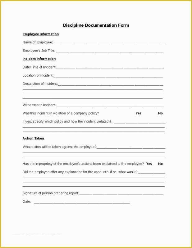 Employee Disciplinary form Template Free Of Employee Discipline form