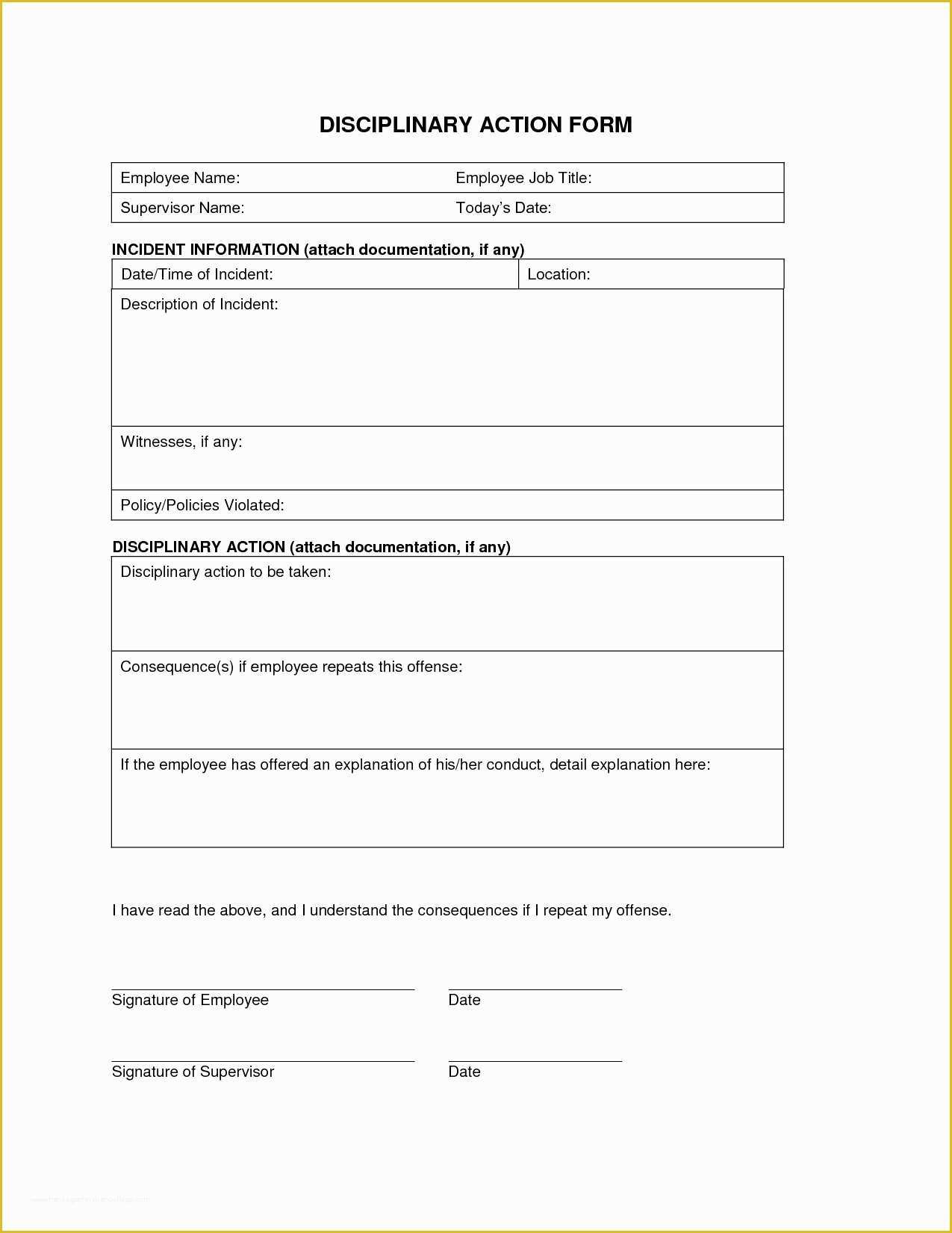 Employee Disciplinary form Template Free Of Employee Discipline form Template Free – Radiofama