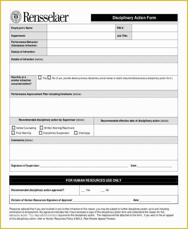 Employee Disciplinary form Template Free Of Employee Write Up form 6 Free Word Pdf Documents