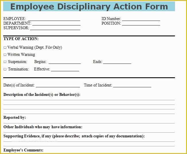 Employee Disciplinary form Template Free Of Get Employee Disciplinary Action form Doc Template Excel