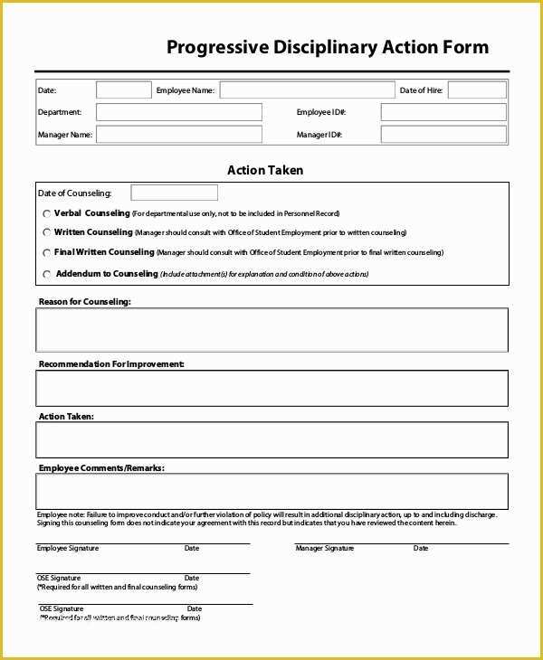 Employee Disciplinary form Template Free Of Sample Disciplinary Action form 8 Examples In Pdf Word