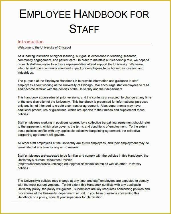 Employee Handbook Template Free Download Of Employee Handbook Template