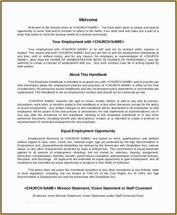 Employee Handbook Template Free Download Of Free Employee Handbook Template Pdf Template Resume