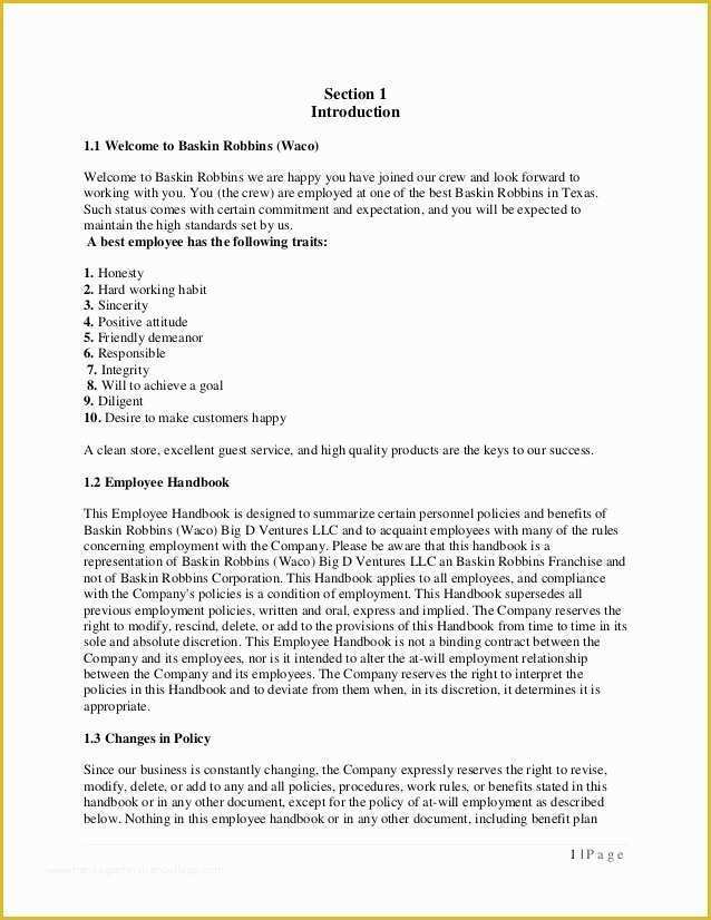 Employee Handbook Texas Template Free Of Employee Handbook