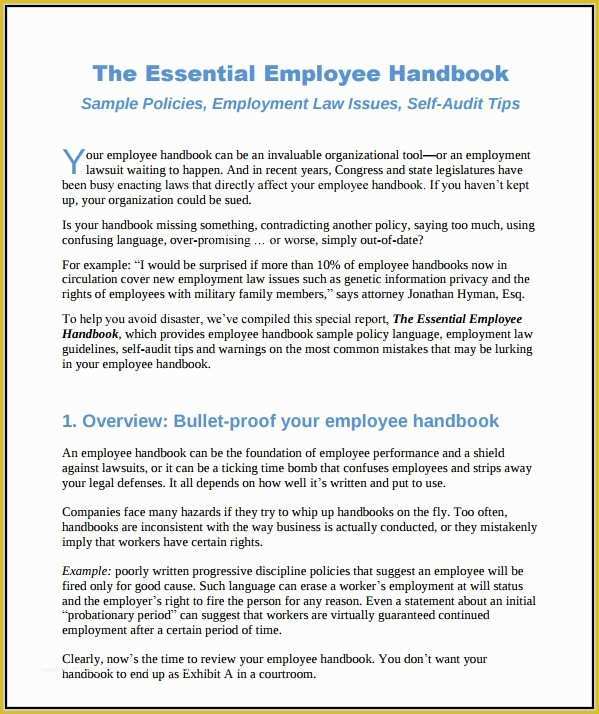 Employee Handbook Texas Template Free Of Employee Handbook Sample Medical Fice Template