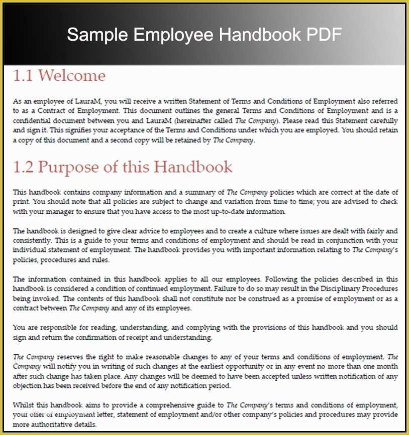 Employee Handbook Texas Template Free Of Employee Handbook Template Word Free Template Resume