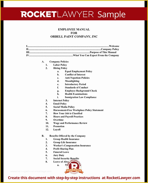 Employee Handbook Texas Template Free Of Employee Manual Template Document with Sample
