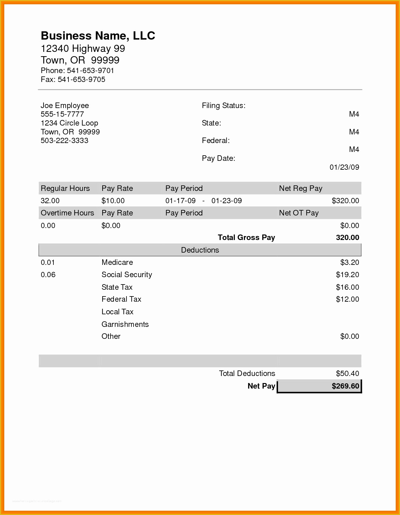 Employee Pay Stub Template Free Of 12 Payroll Check Stub Template Free