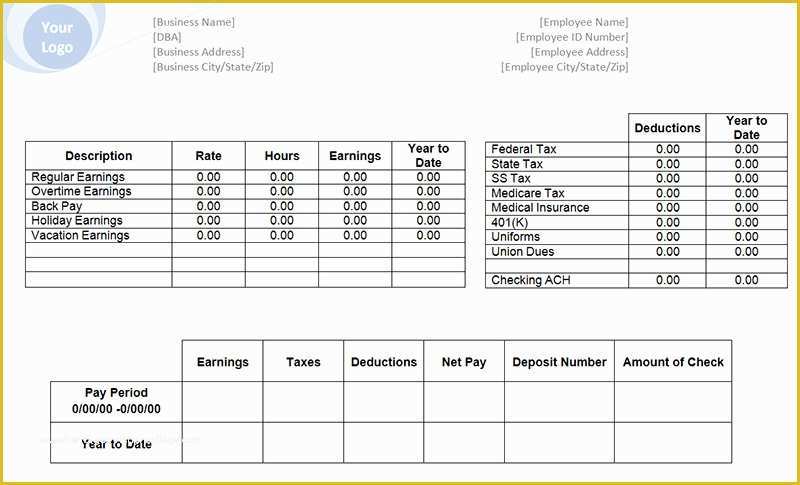 Employee Pay Stub Template Free Of 13 Free Pay Stub Templates Pdf Word Sample formats