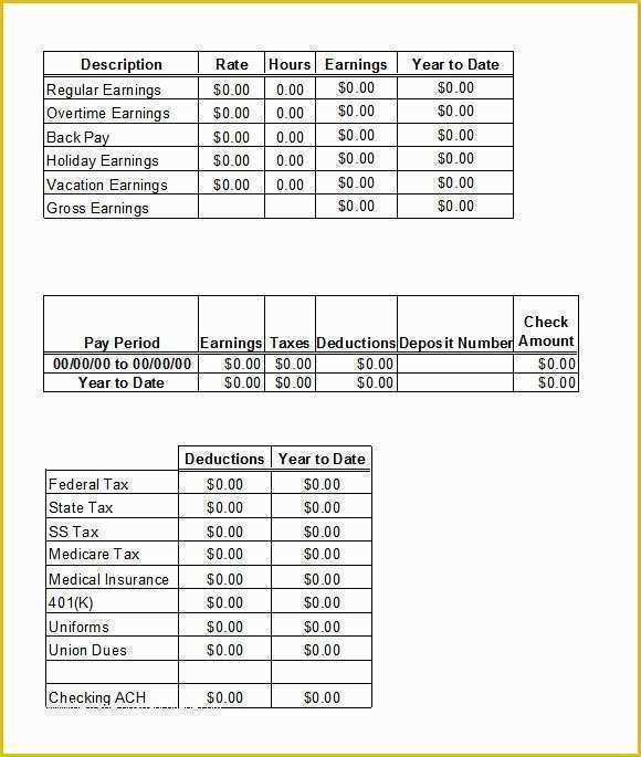 Employee Pay Stub Template Free Of 24 Pay Stub Templates Samples Examples & formats