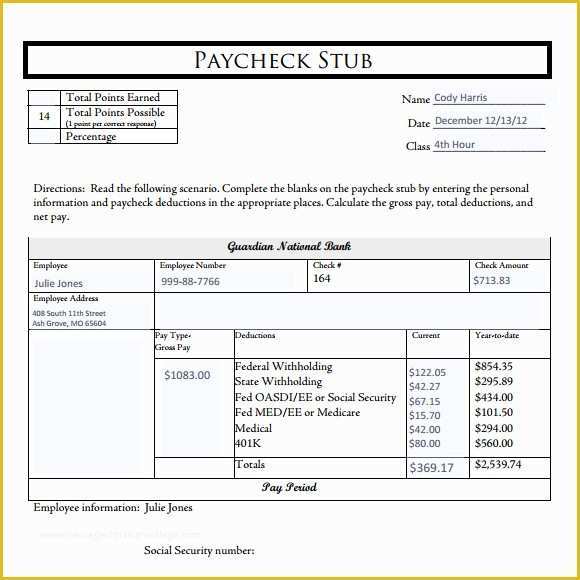 Employee Pay Stub Template Free Of 5 Check Stub Samples
