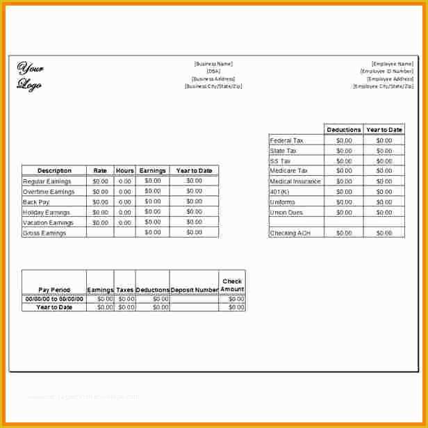 Employee Pay Stub Template Free Of 5 Pay Stub for 1099 Employee