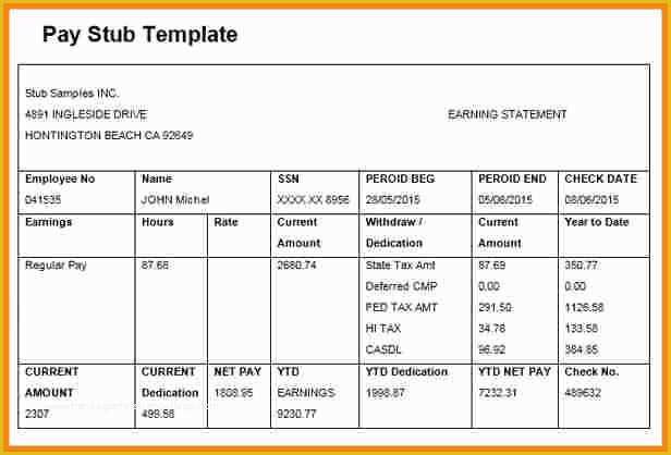 Employee Pay Stub Template Free Of 5 Paycheck Template Microsoft Word