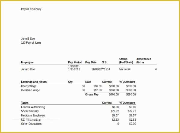 Employee Pay Stub Template Free Of 62 Free Pay Stub Templates Downloads Word Excel Pdf Doc