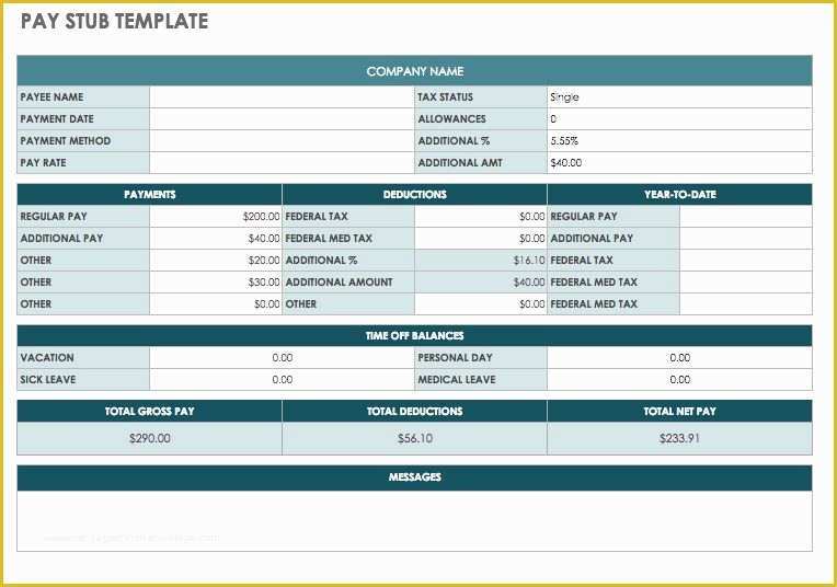 Employee Pay Stub Template Free Of Free Pay Stub Templates