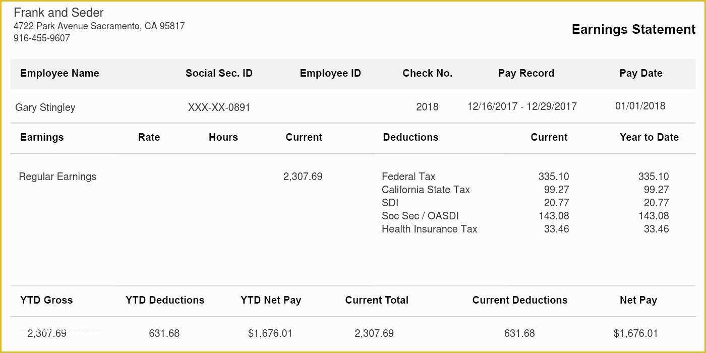 Employee Pay Stub Template Free Of Horizontal Black Pay Stub Sample Template