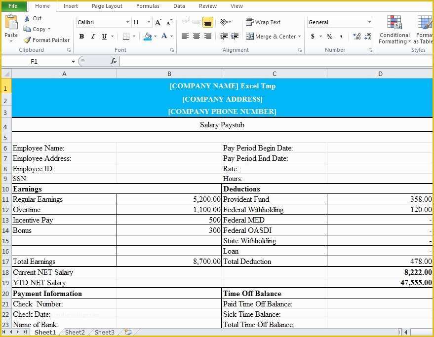 Employee Pay Stub Template Free Of Professional Daily attendance format Template Excel Tmp