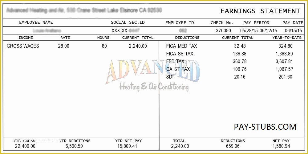 Employee Pay Stub Template Free Of Real Sample Pay Stub Instant Line Pay Stubs