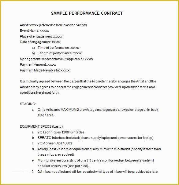 Employee Performance Agreement Template Free Of 15 Performance Contract Templates Word Pdf Google