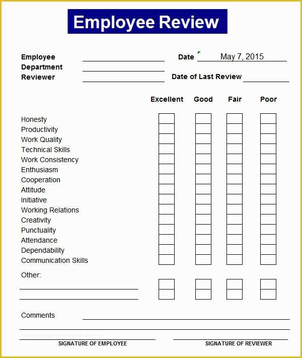 Employee Performance Agreement Template Free Of 8 Employee Review Templates Pdf Word Pages