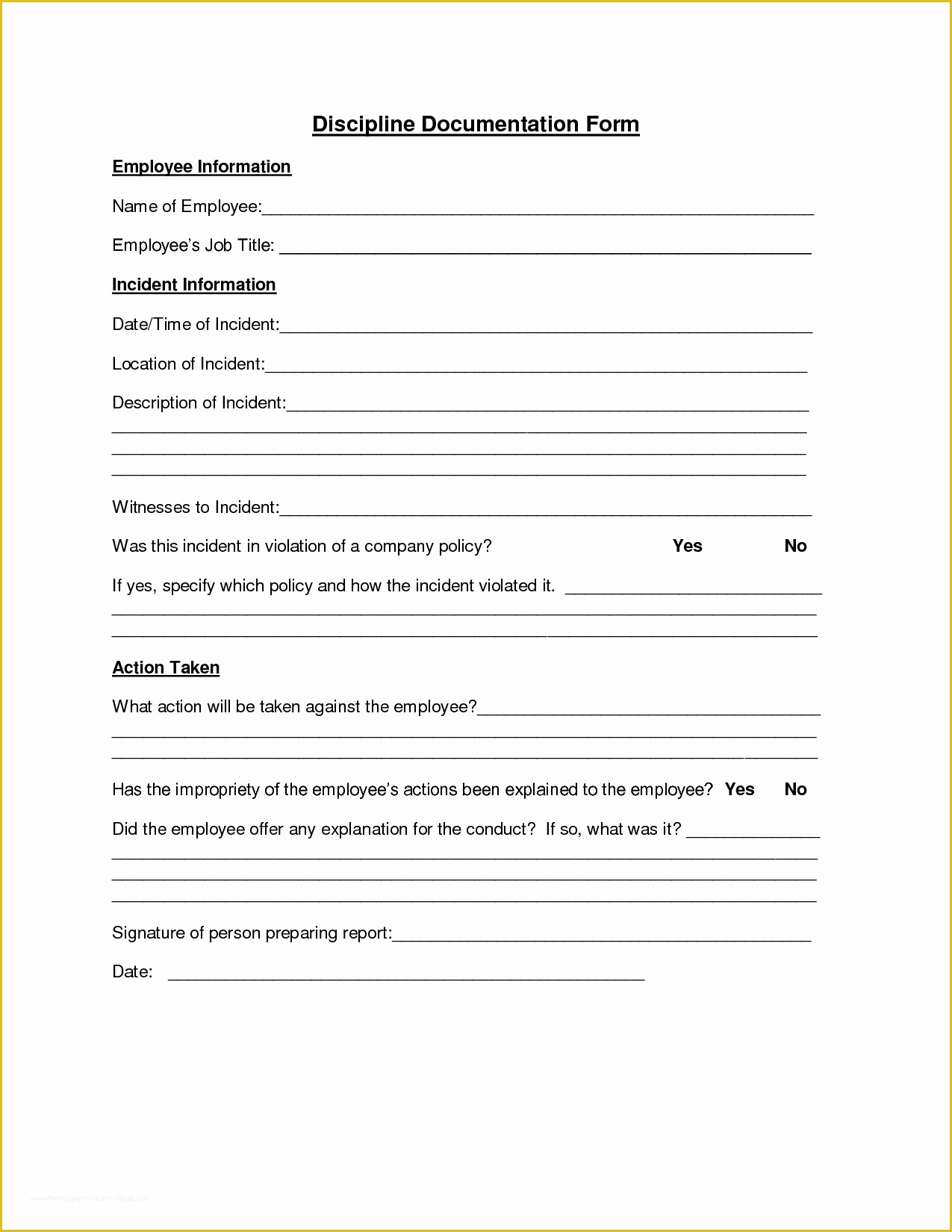 Employee Performance Agreement Template Free Of Employee Discipline form