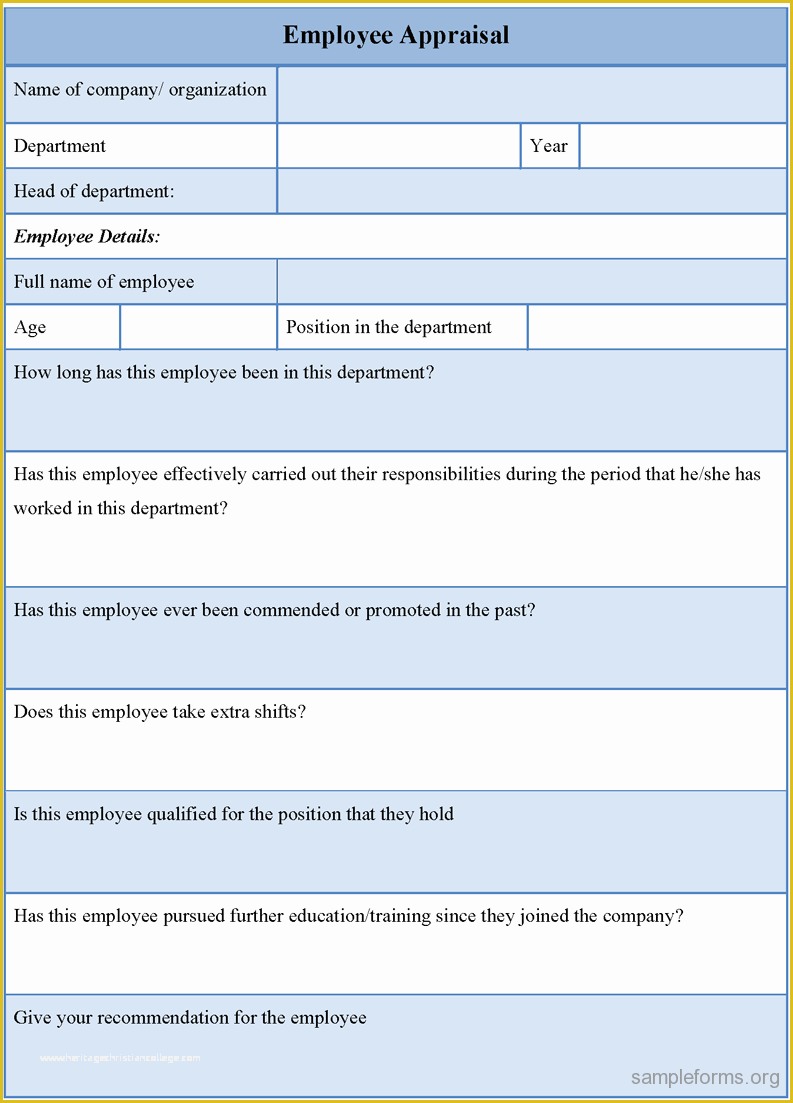 Employee Performance Agreement Template Free Of Employee Evaluation form Sample Doc Free Resume Samples