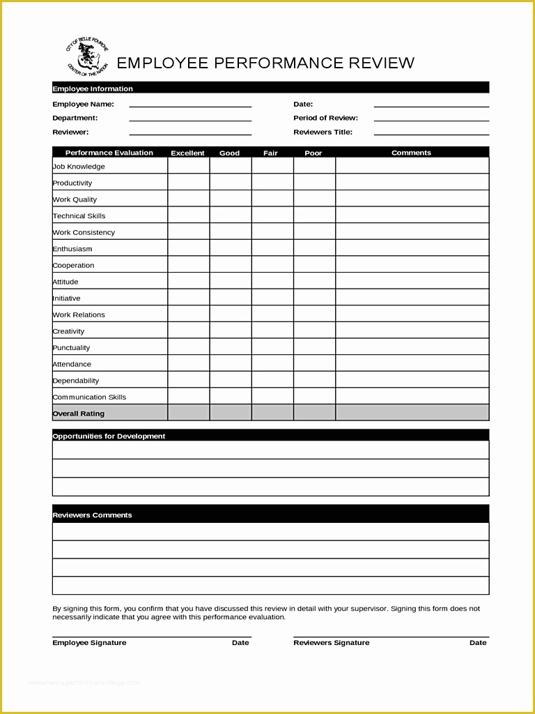 Employee Performance Agreement Template Free Of Employee Performance Review form 5 Free Templates In Pdf
