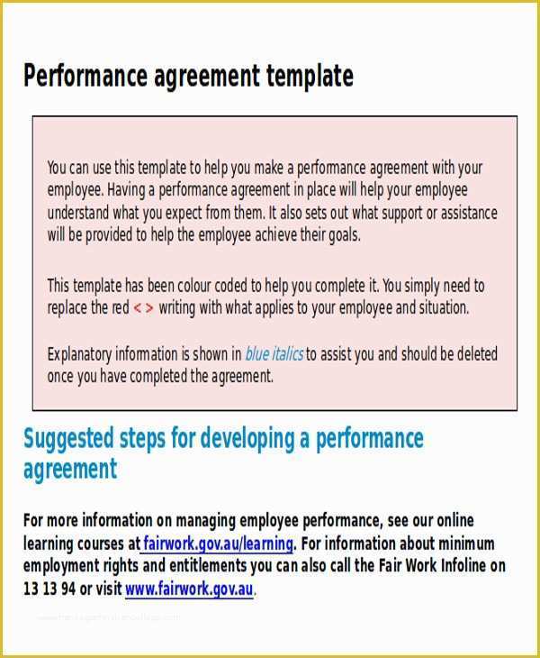 Employee Performance Agreement Template Free Of Performance Agreement Contract Sample 10 Examples In