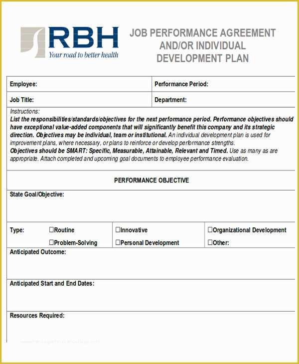 Employee Performance Agreement Template Free Of Performance Agreement Contract Sample 10 Examples In