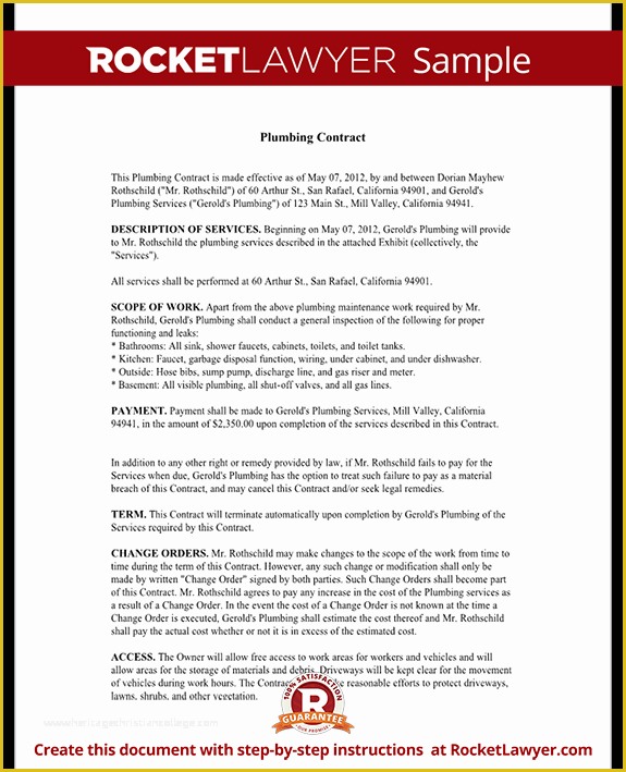 Employee Performance Agreement Template Free Of Plumbing Contract Template Independent Contractor