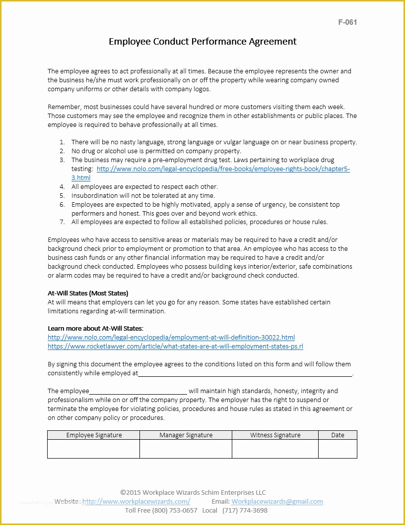 Employee Performance Agreement Template Free Of Restaurant Kitchen forms organized now Workplace Wizards