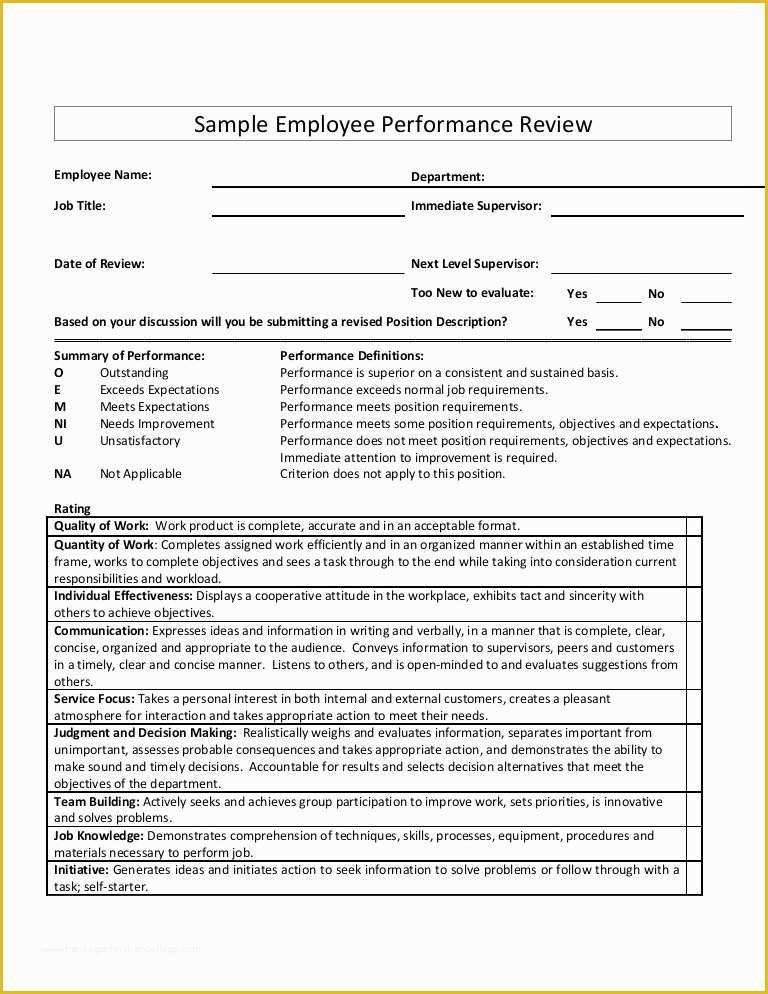 Employee Performance Agreement Template Free Of Sample Employee Performance Review