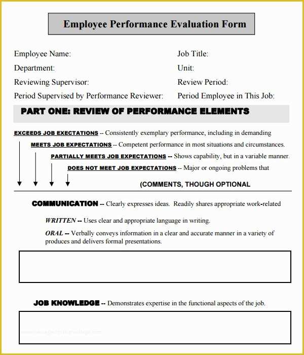 Employee Review form Template Free Of Employee Evaluation form 16 Download Free Documents In Pdf
