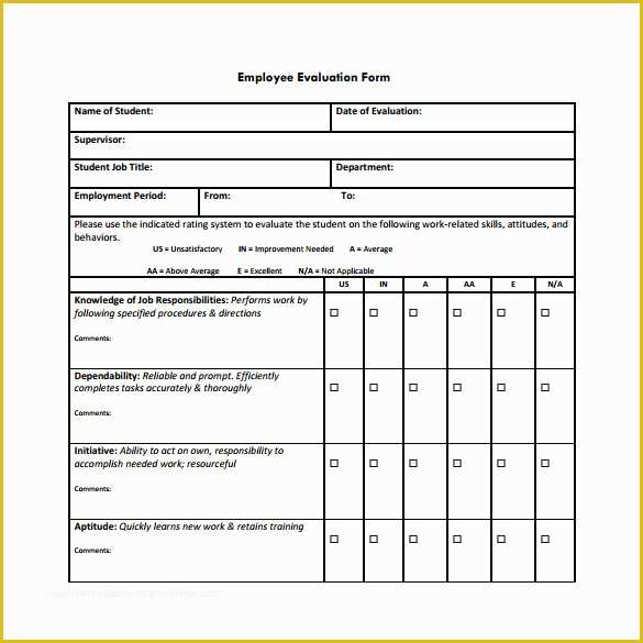 Employee Review form Template Free Of Employee Evaluation form 21 Download Free Documents In Pdf